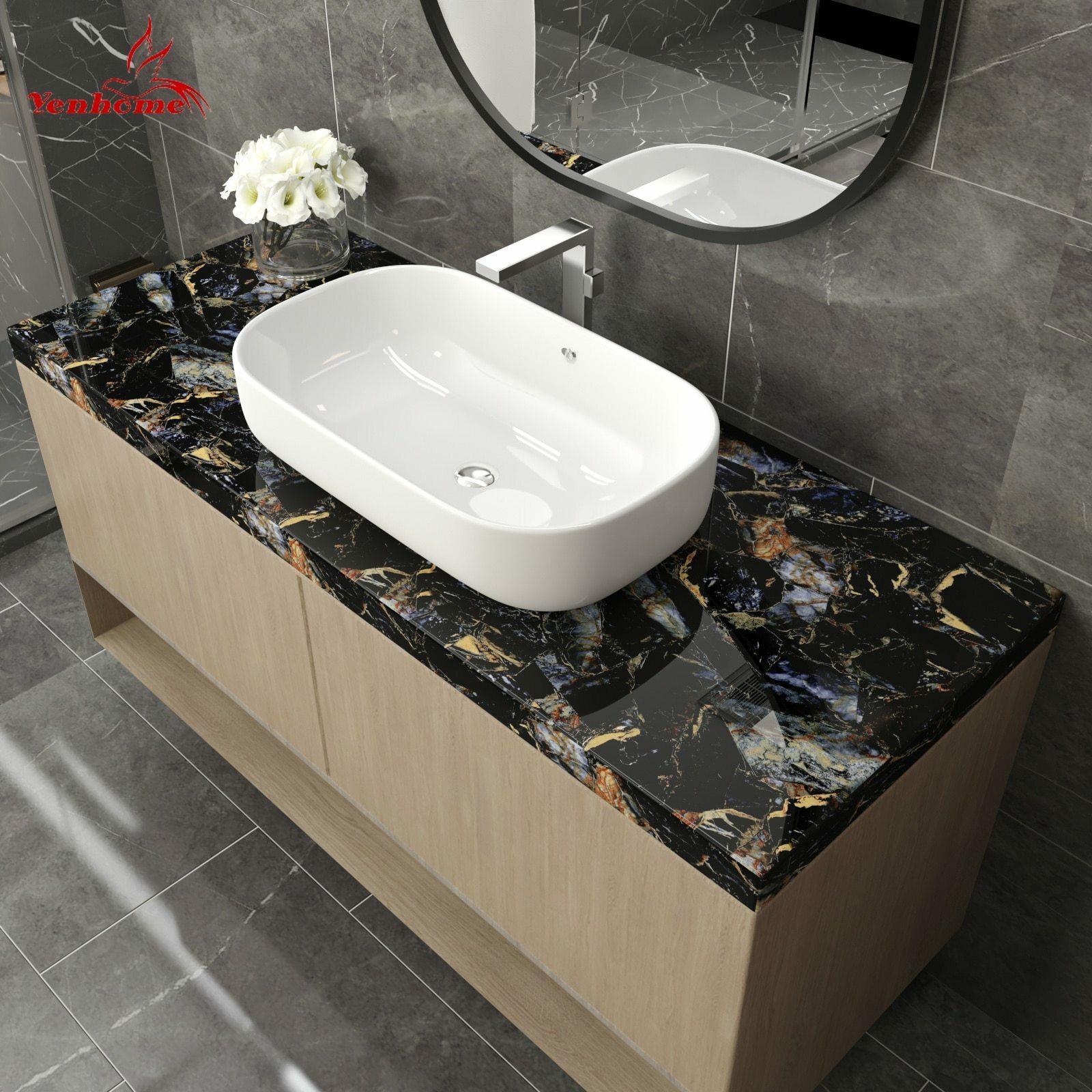 Waterproof Marble Adhesive Wallpaper Vinyl Wall Sticker Bathroom Kitchen Room