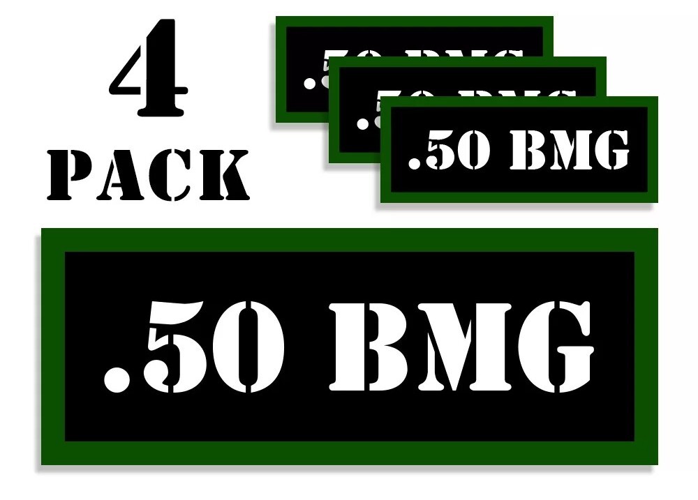 50 BMG Ammo Can Label Stickers Decal Ammunition (4 pack))