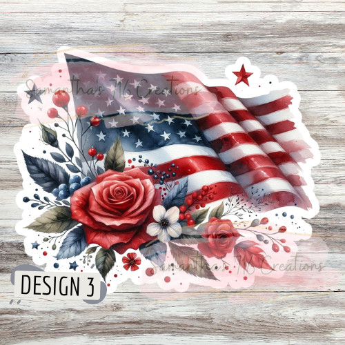 Patriotic Flags Vinyl Stickers 3" For Laptops, Cups, Etc. Water Resistant
