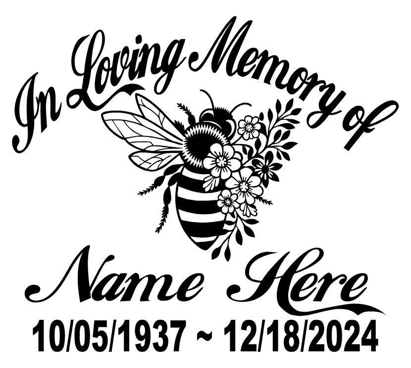 In Loving Memory Decal Bee Flowers Floral Honeycomb Honey Car Vinyl Sticker