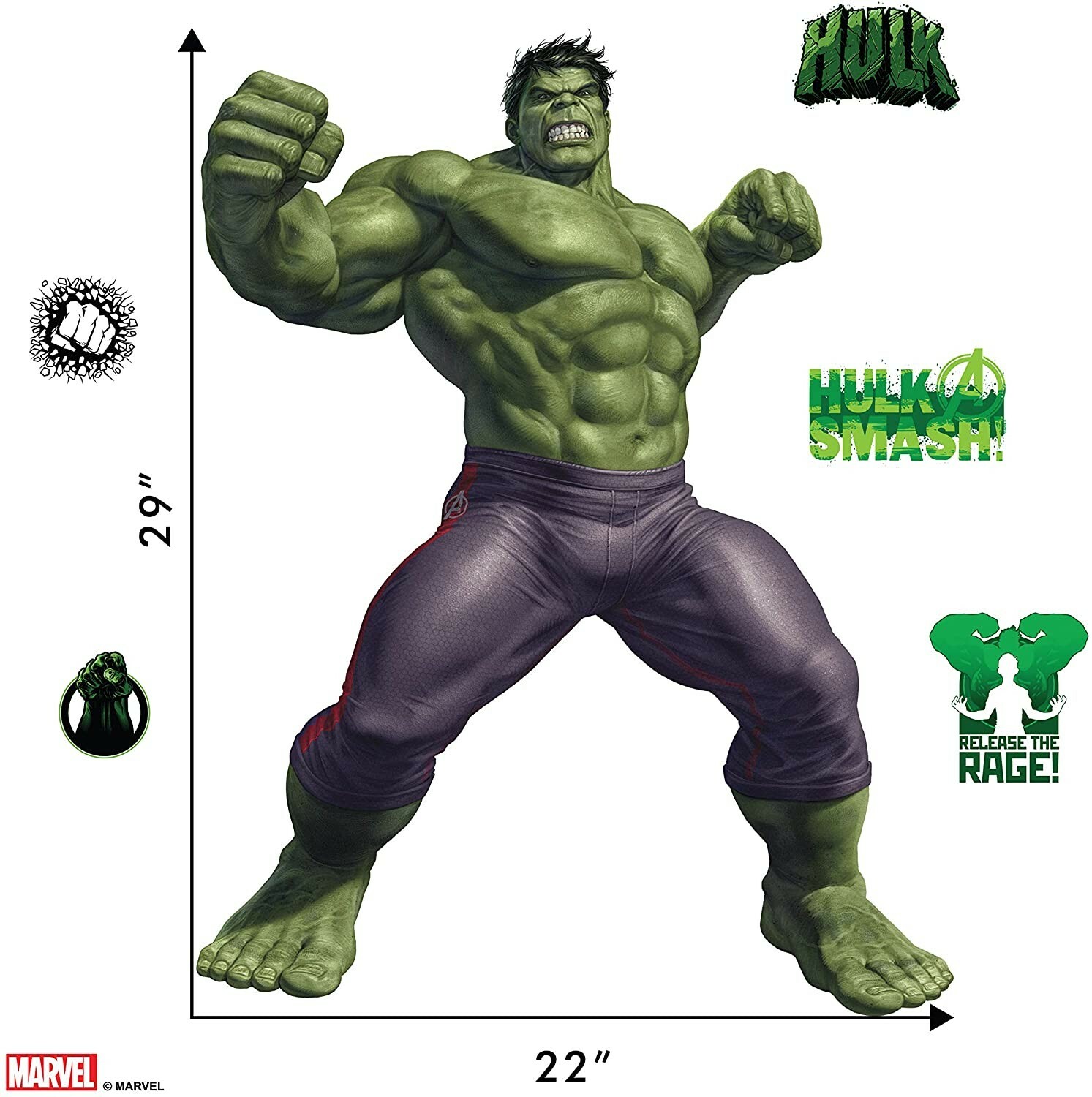Marvel Incredible Hulk Wall Decal – with 3D Augmented Reality Interaction