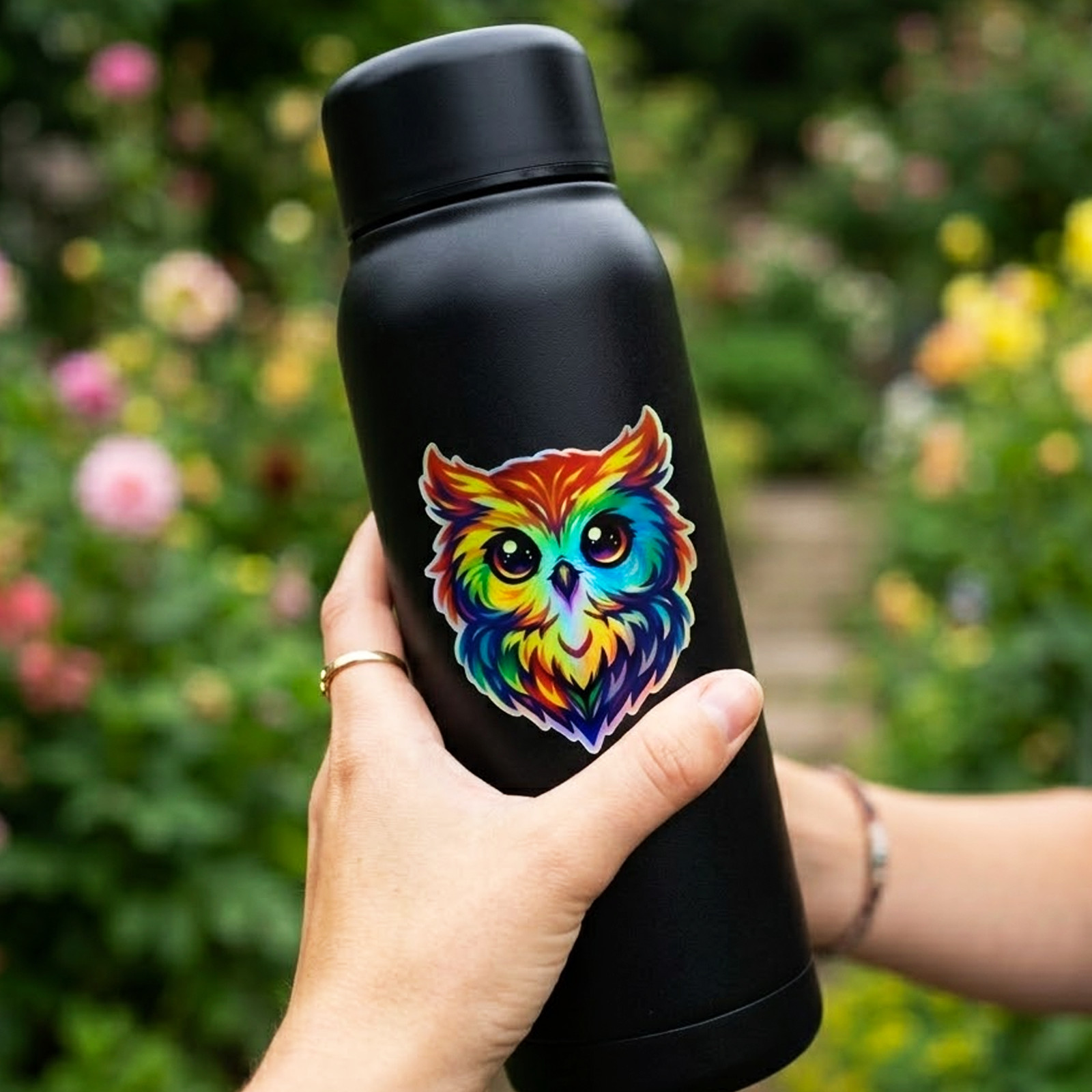 Holographic Rainbow Owl Head Vinyl Sticker 2-Pack 2" Die-Cut Decal
