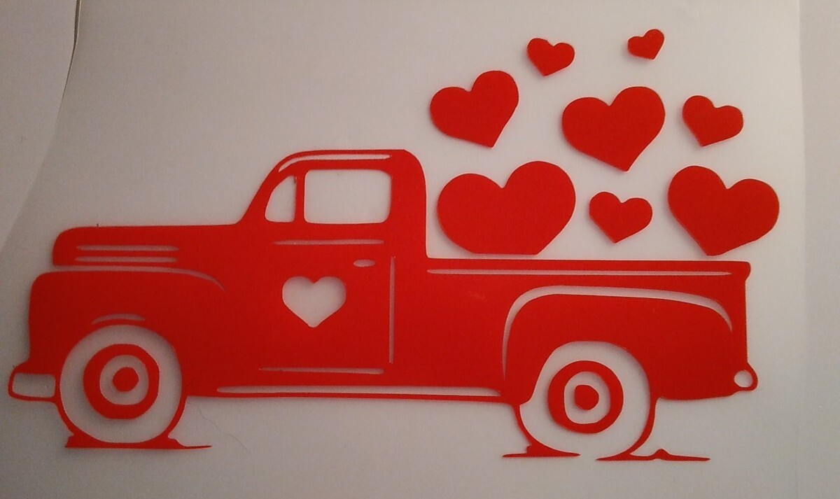 Old Truck Hearts Decal Valentines