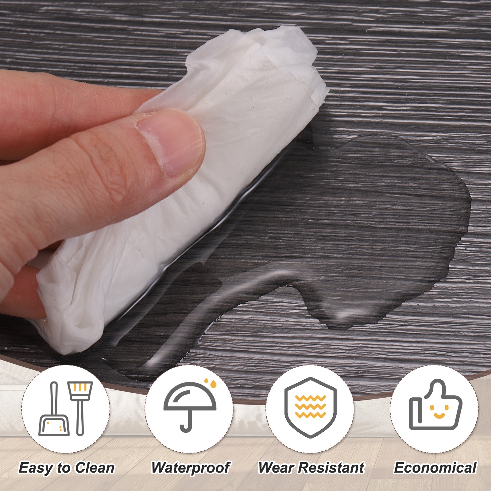 12pcs 36×6" Wood Effect PVC Floor Adhesive Tiles, Brown