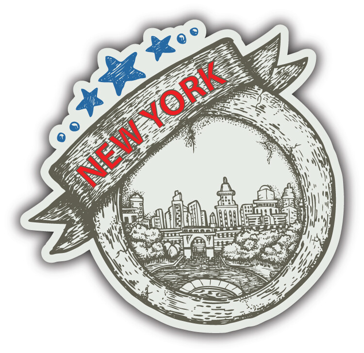 New York Travel Stamp Car Bumper Sticker Decal
