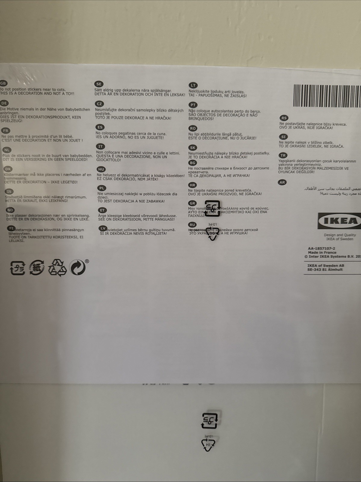 Ikea KLÄTTA Klatta Child Growth Chart Decorative sticker, Wall measuring Sticker