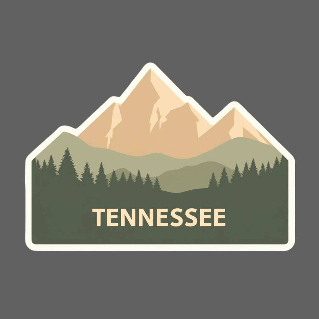 Tennessee Sticker Vinyl Decal Mountain Range Forest Simple Outdoor Style