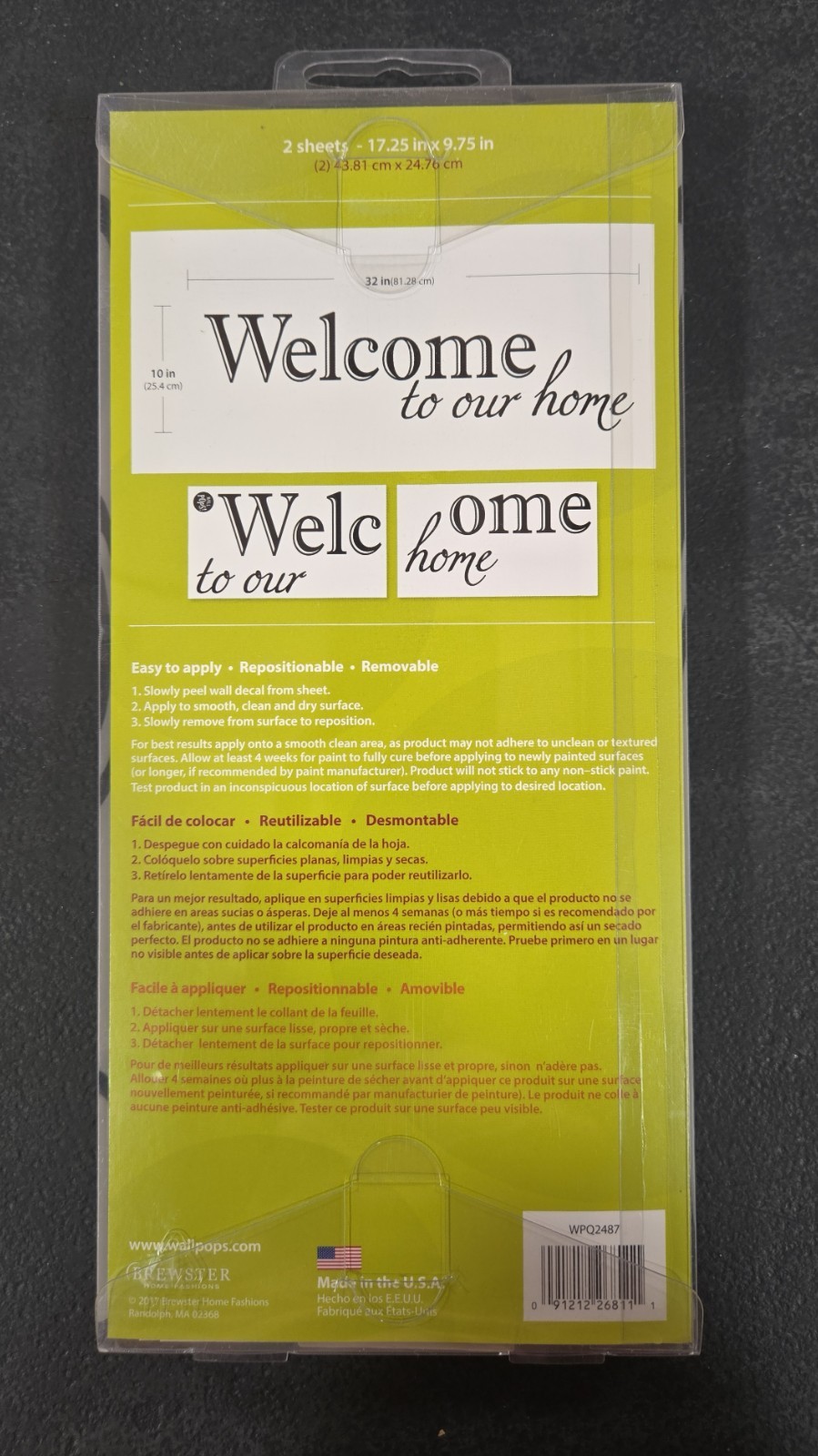 Wall Pops! Wall Art "Welcome to our Home" Wall Decal Kit Peel Stick