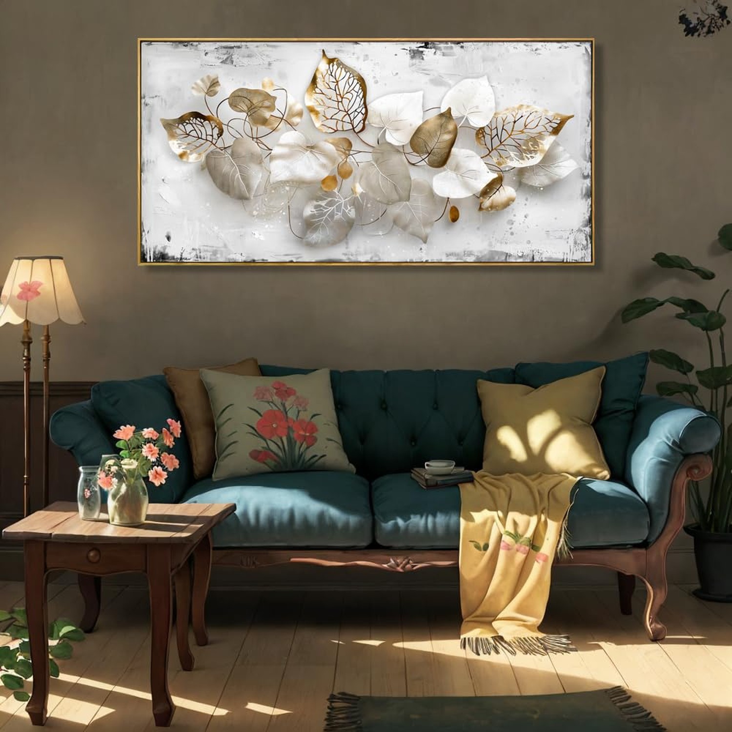 Wall Art Leaf Modern Botanical Artwork Canvas Painting for Living Room Bedroo…
