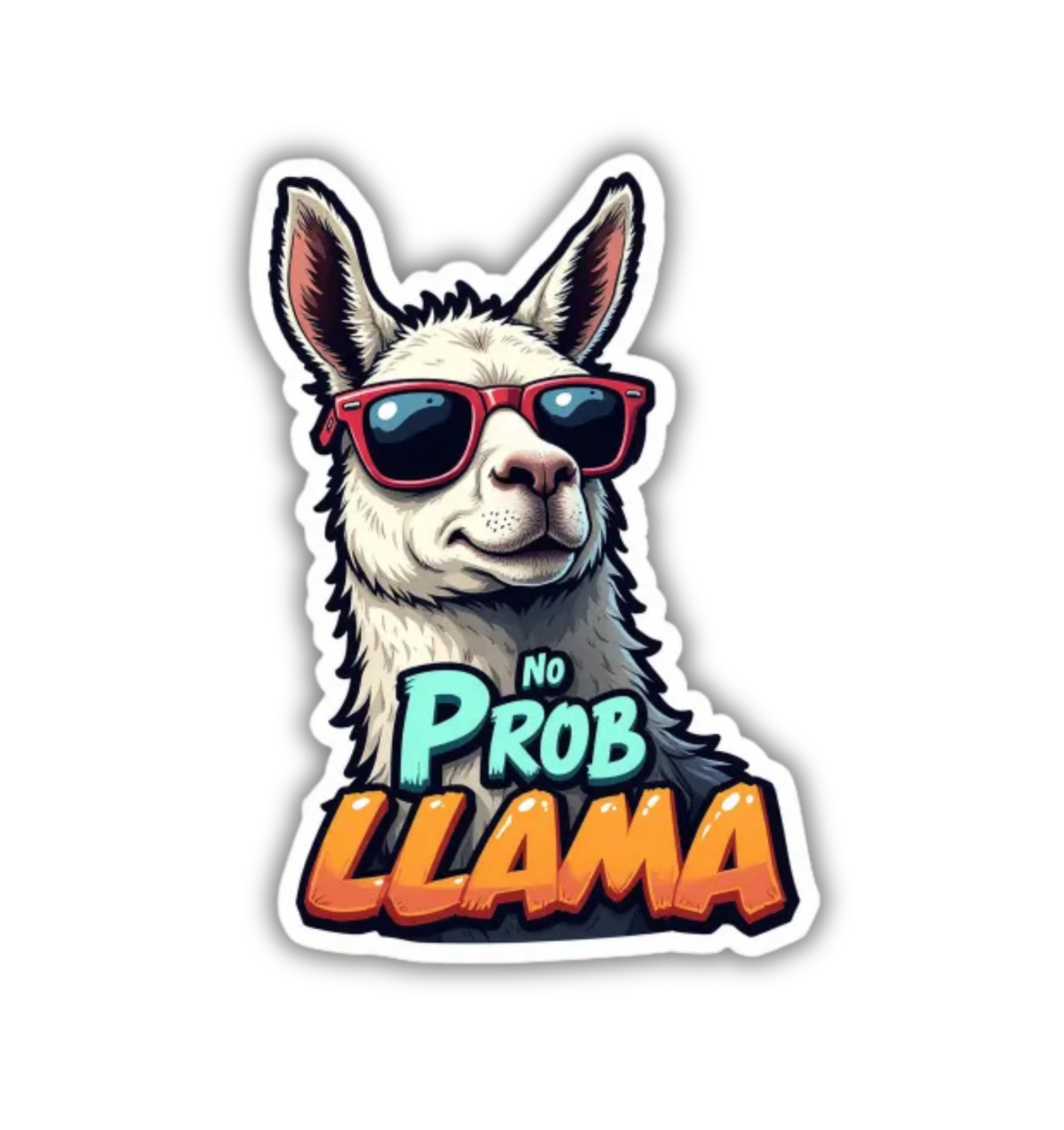No Prob Llama Funny Fridge Magnet or Laptop Sticker