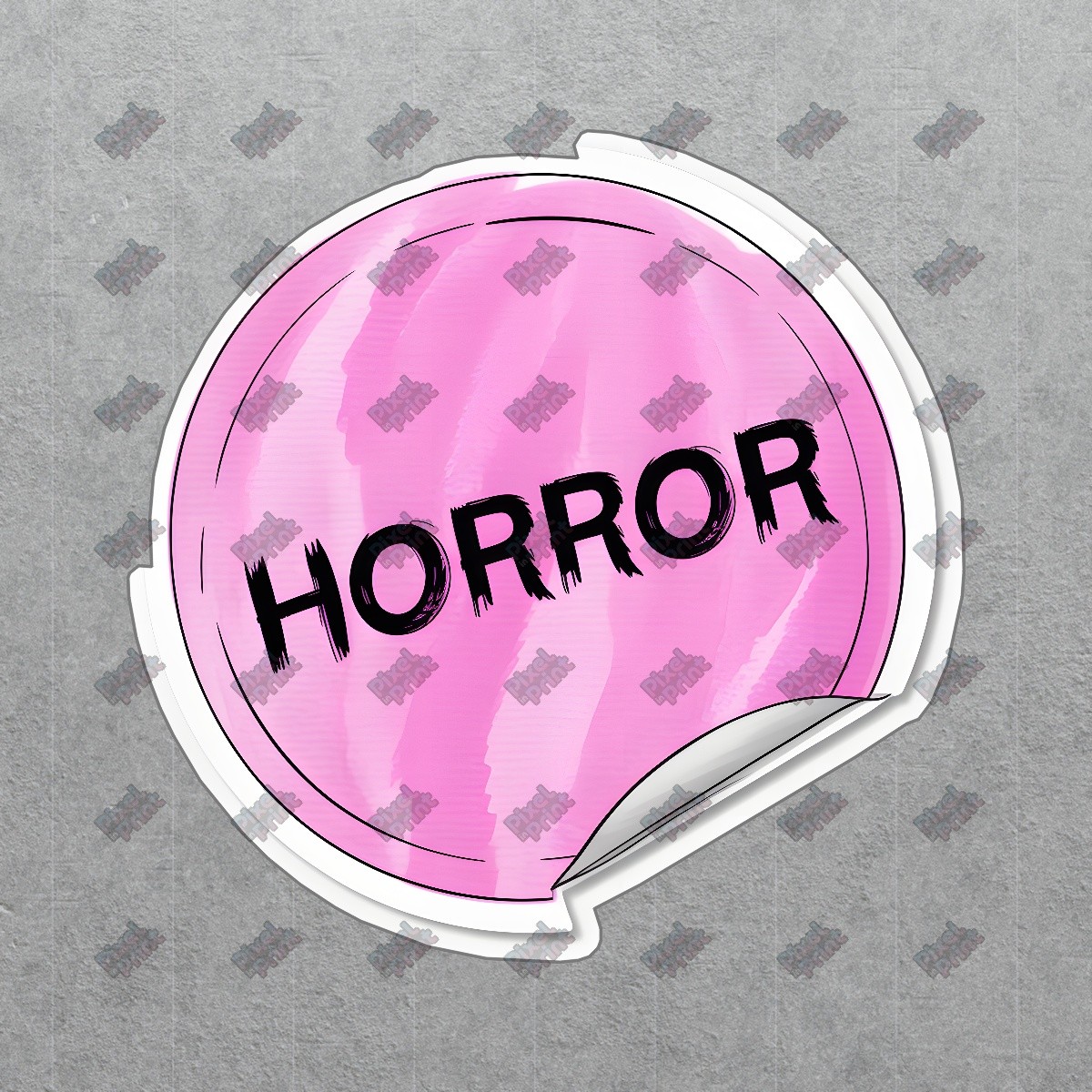 Bold HORROR Sticker Vintage Pink Design Perfect for Horror Fans & #9007