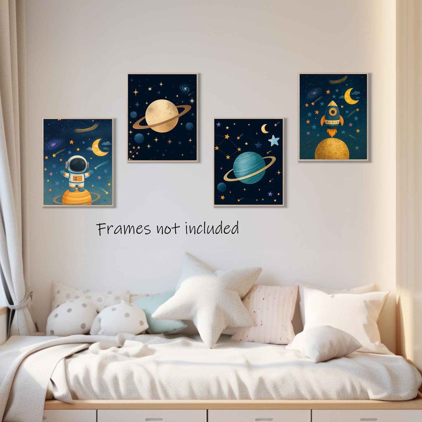 Aychlithic Astronaut Space Wall Art Decor Posters – Space Themed Bedroom Deco…