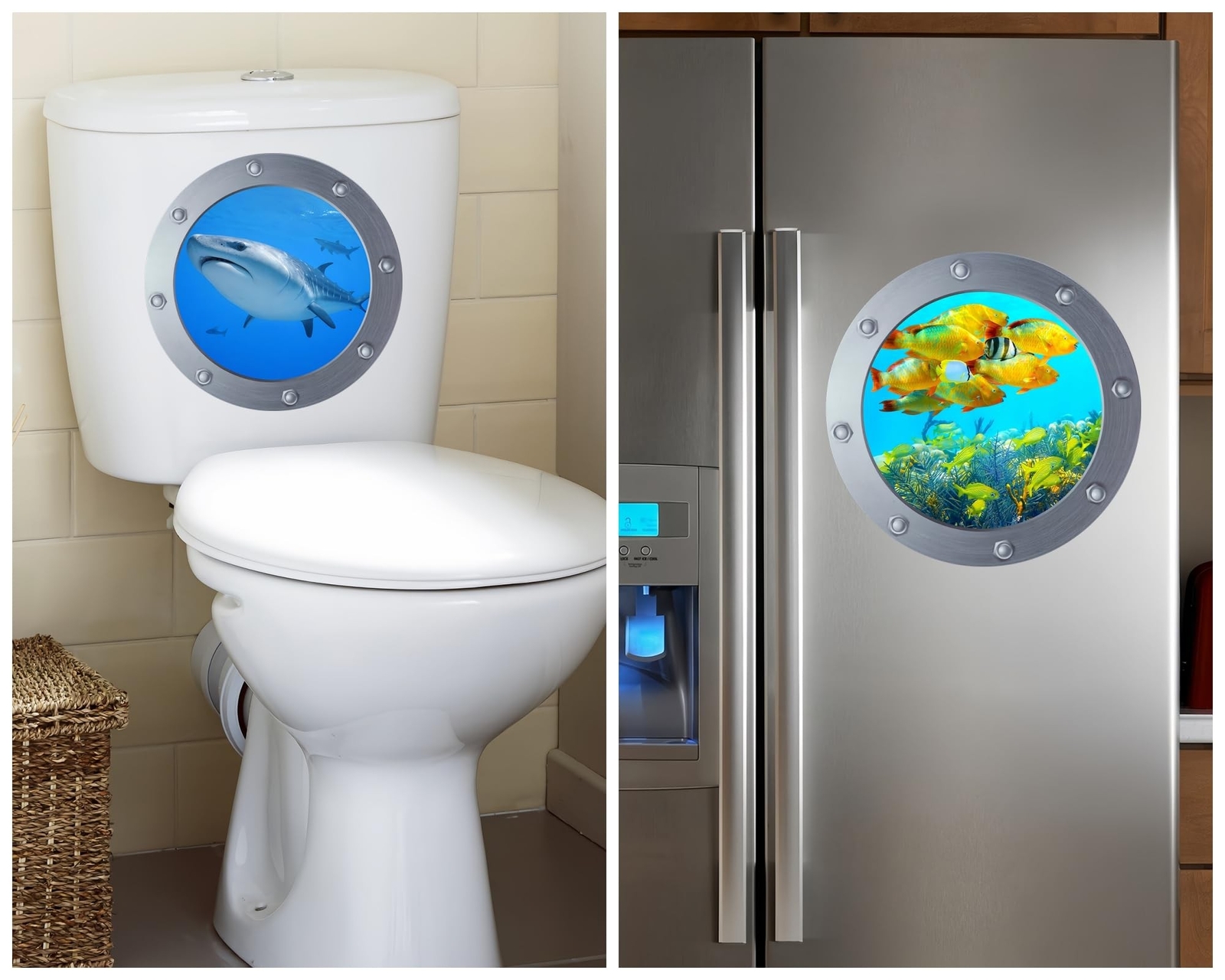 Ocean Animal Wall Decals 11 Inch Porthole Design Set for Nursery/Classroom- E…