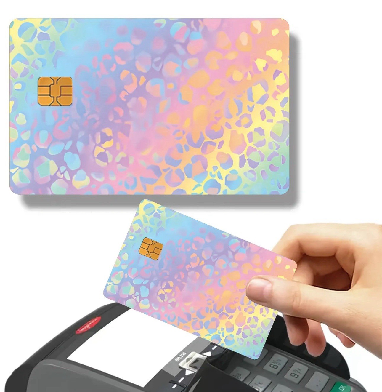 Leopard Print Debit Credit Card Skin Sticker Yellow Blue Pink Orange Cat 1PC