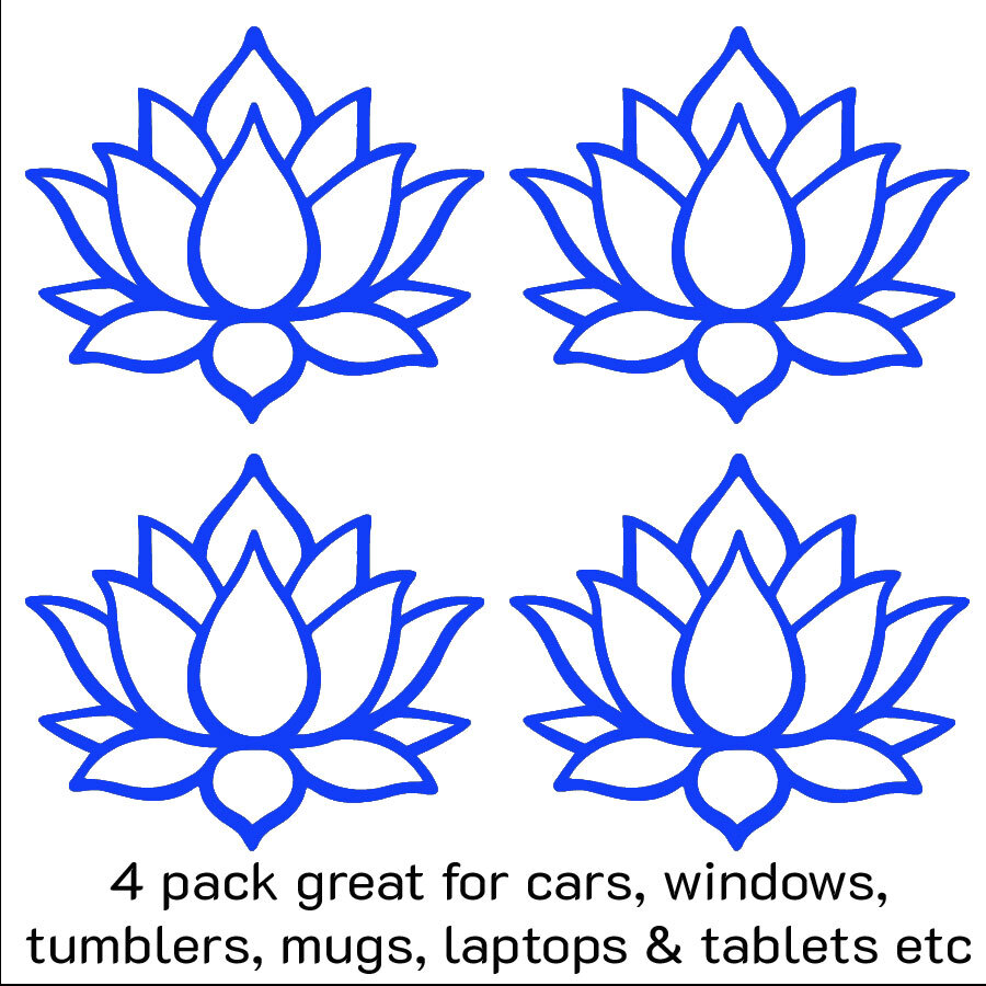 Lotus 4 pack 3" Vinyl Decals Car Windows Tablet Tumblers Mugs Cups Notebook