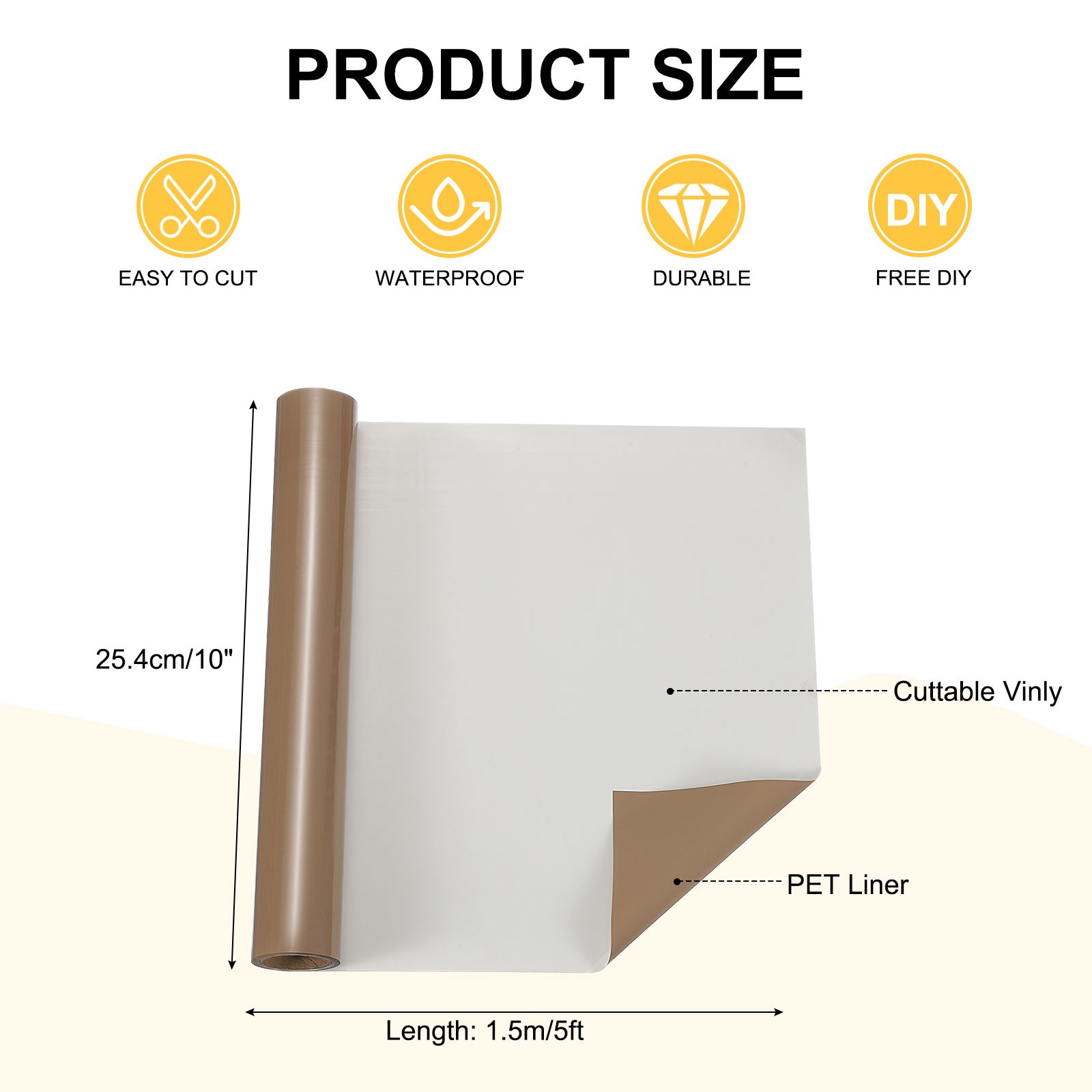 Brown Permanent Vinyl Sticker 10 Inch x 5ft Per Roll