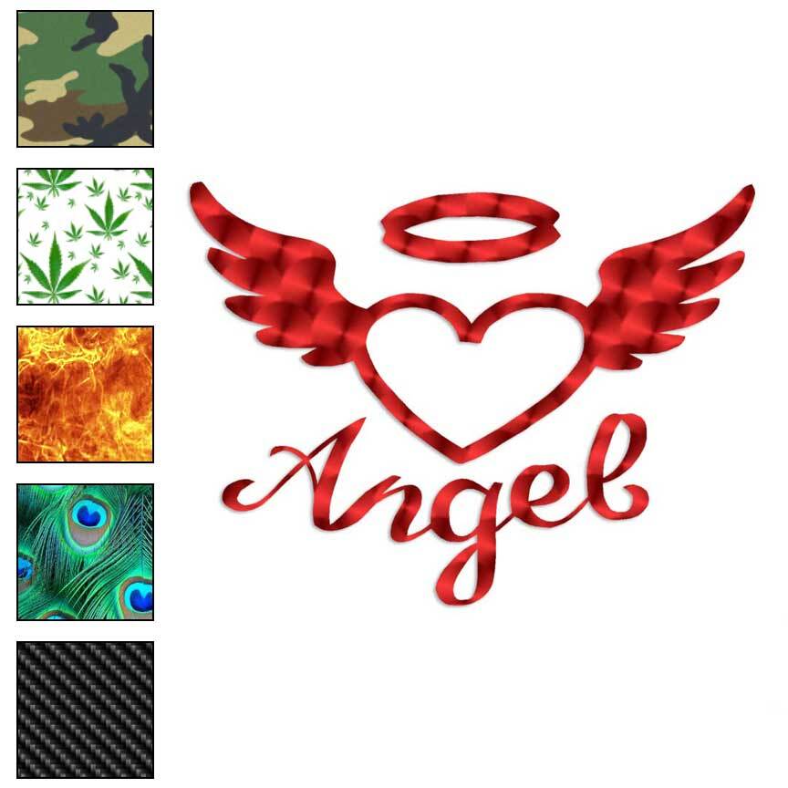 Angel Heart Wings Halo, Vinyl Decal Sticker, 40 Patterns & 3 Sizes, #2336