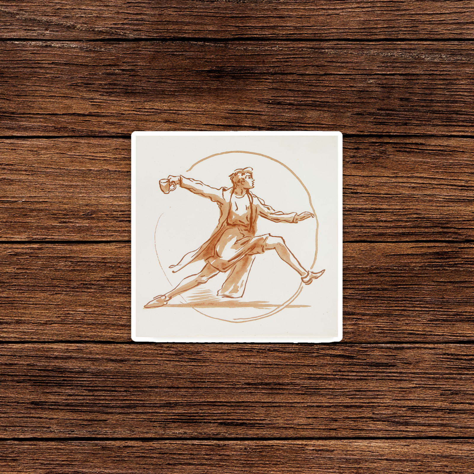 Vintage-Style Sepia Sketch of Elegant Dancer in Classical Pose Sticker #597