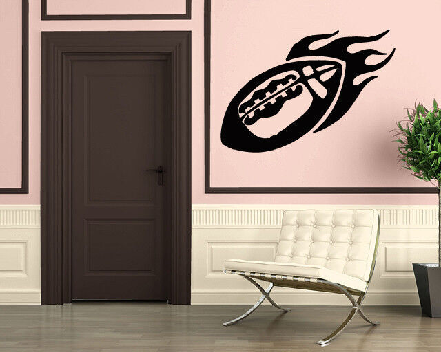 Fire Ball Oval Leather Sport Football Wall Art Decor Vinyl Sticker z311