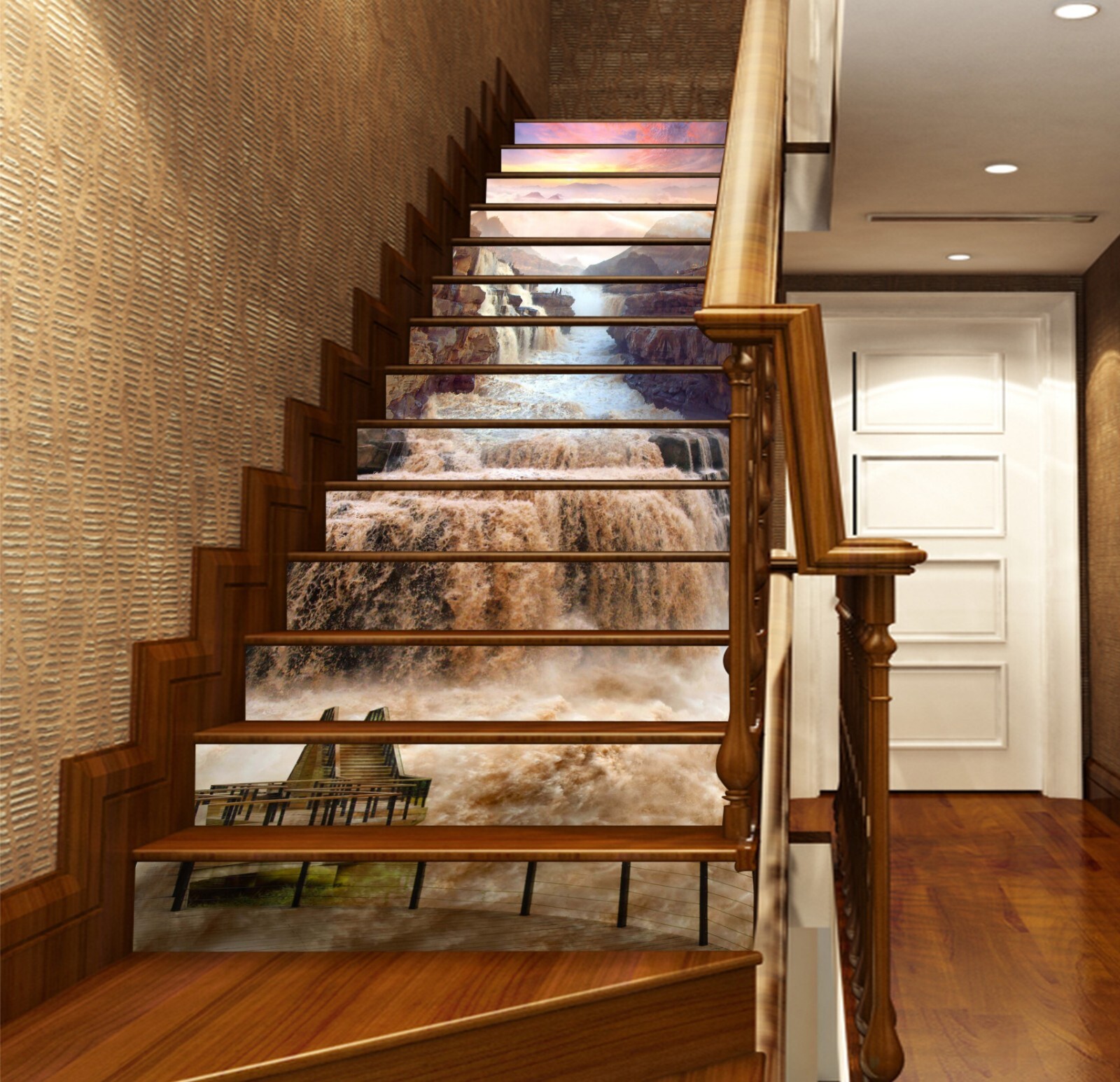 3D Flood Waterfall AZ1173 Stair Risers Decoration Mural Vinyl Wallpaper Kay