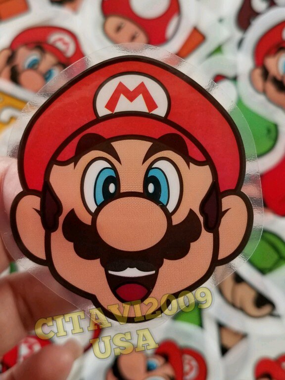 SUPER MARIO BROS TRANSLUCENT STICKERS SET OF 12 PARTY FAVOR DECAL DECORATION
