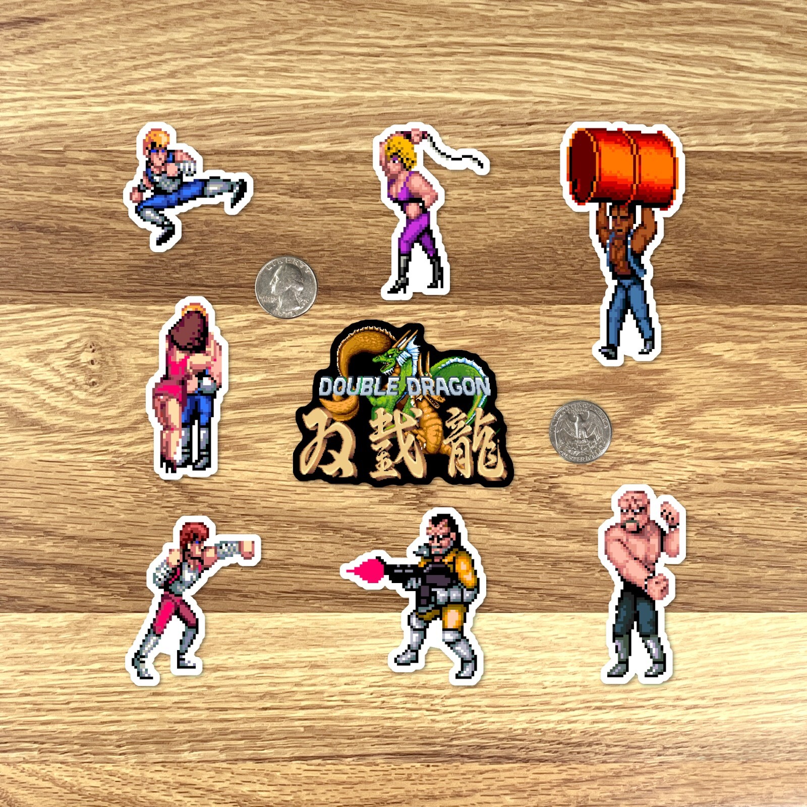 Double Dragon Stickers Arcade Game Pixel Art 18 Sticker Pack
