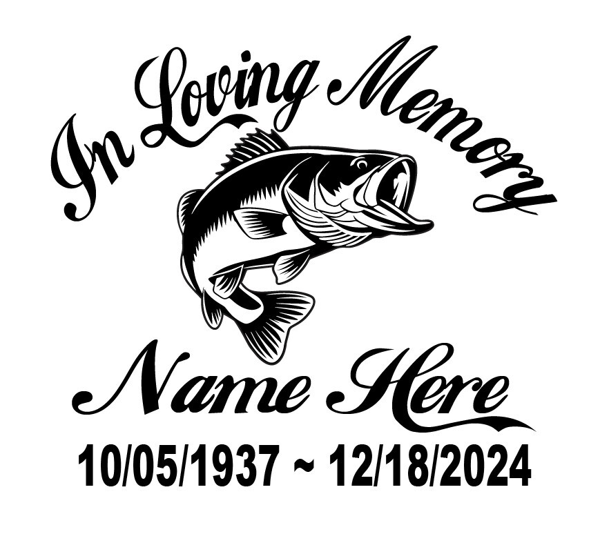 In Loving Memory Of – Fisherman Bass Sticker Decal Fishing Memorial Personalized