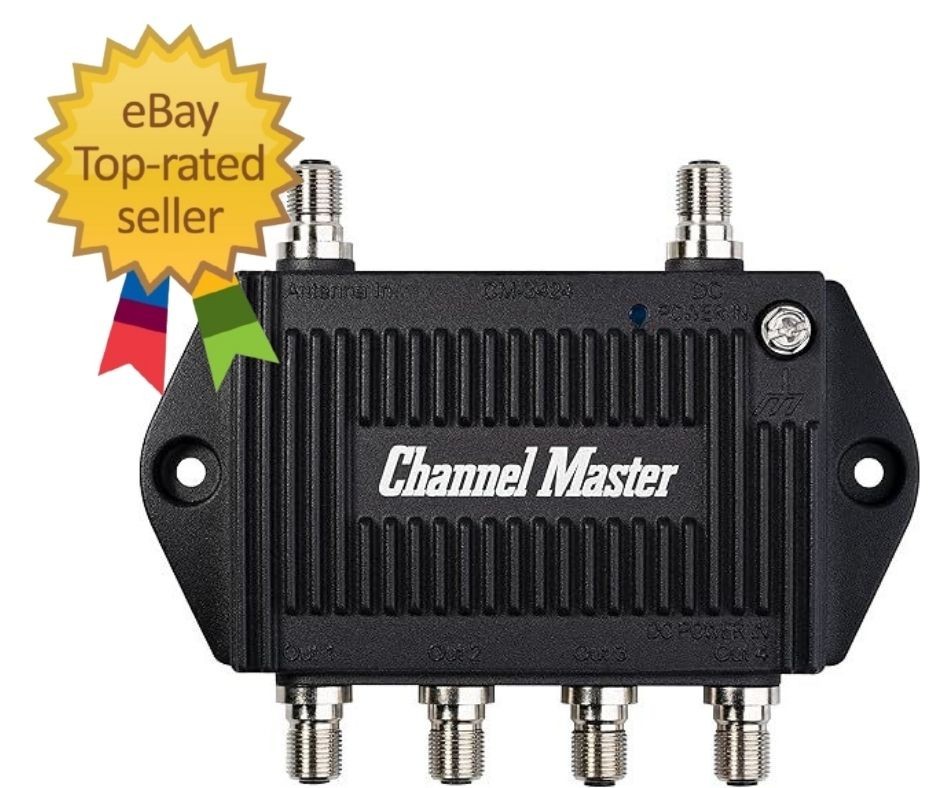 TV Antenna Booster 4-4-Port Antenna Distribution Amplifier Indoor/Outdoor