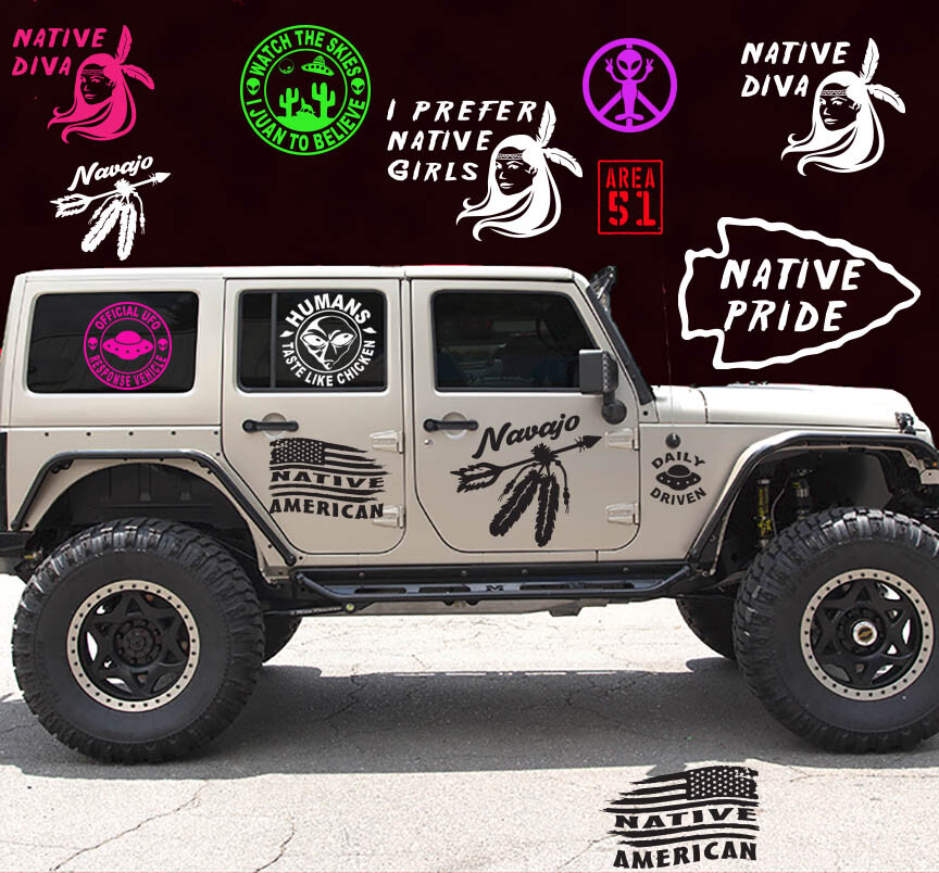 – Native American Arrow Navajo with Feathers Native Pride sticker decal
