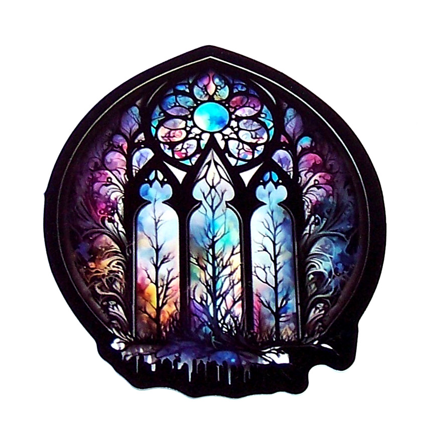 STAINED GLASS – Die Cut Sticker Decal Stained Glass Enchanted Forest