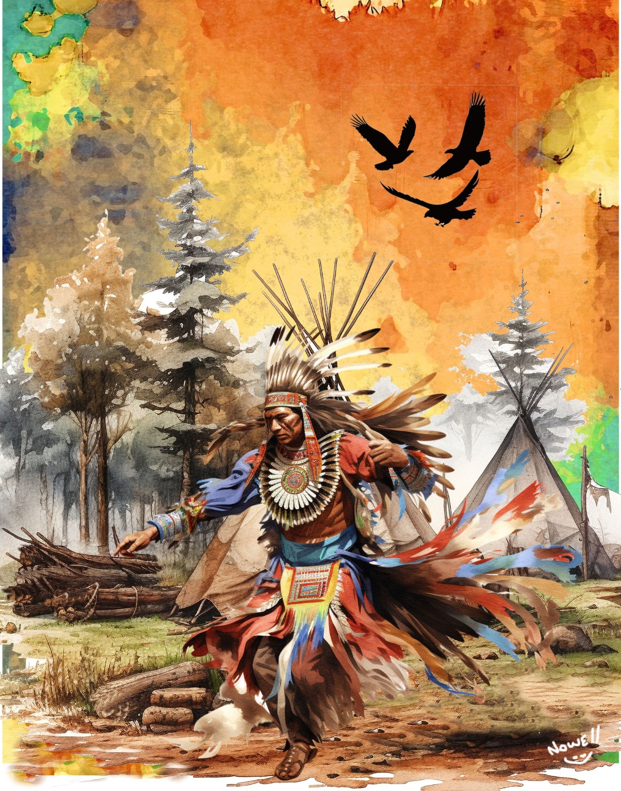 Native American Indian The Eagle Dance Gallery Canvas Wrap SN/LE Wall Decor art