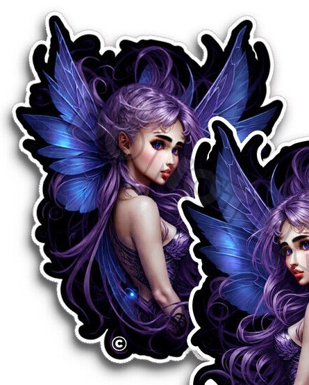 Fairy Stickers Cute Happy Purple Pixie Stickers Die Cut Decals M33301 Set of 2