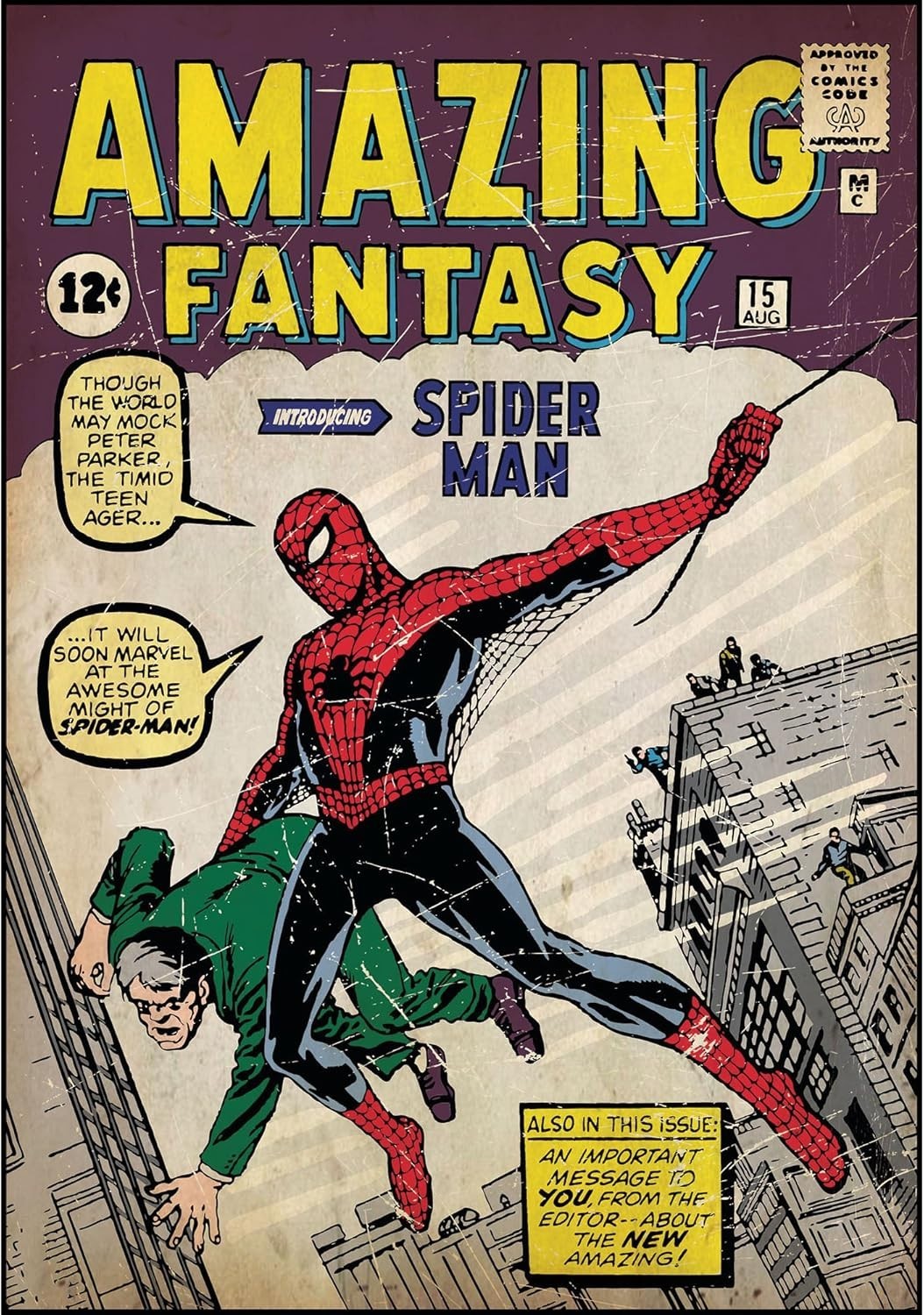 Marvel Comics Spider-Man Giant Peel & Stick Decal 17"x24" Amazing Fantasy Cover