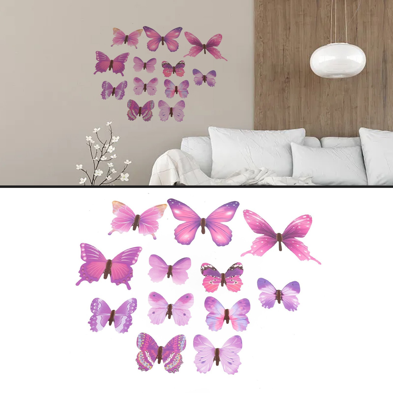 3D Stickers Three-dimensional Luminous Simulation Butterfly Luminous Sticker/PVC