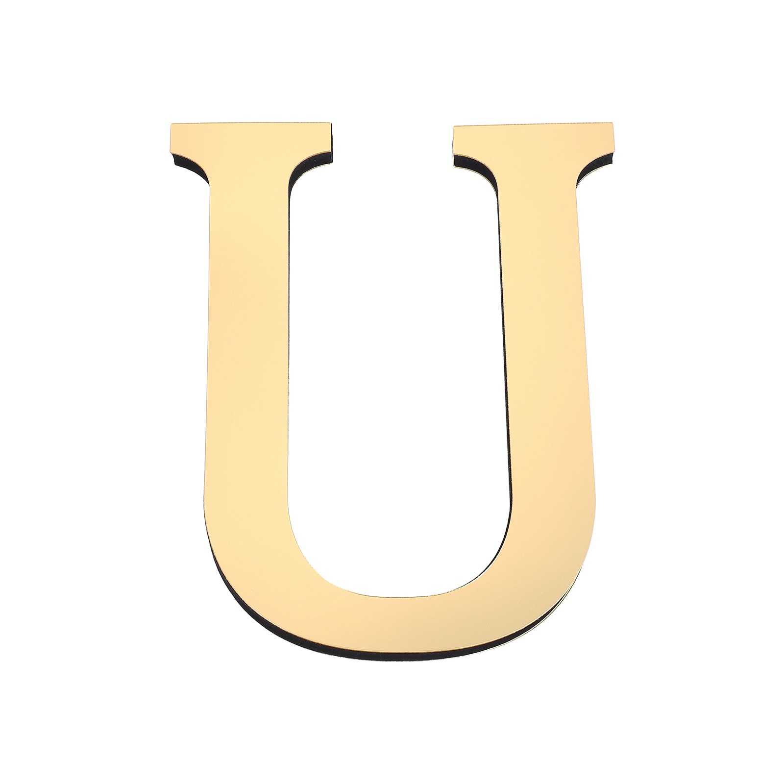 7.87 Inch 3D Acrylic Alphabet Mirror Wall Stickers Letter U Light Gold