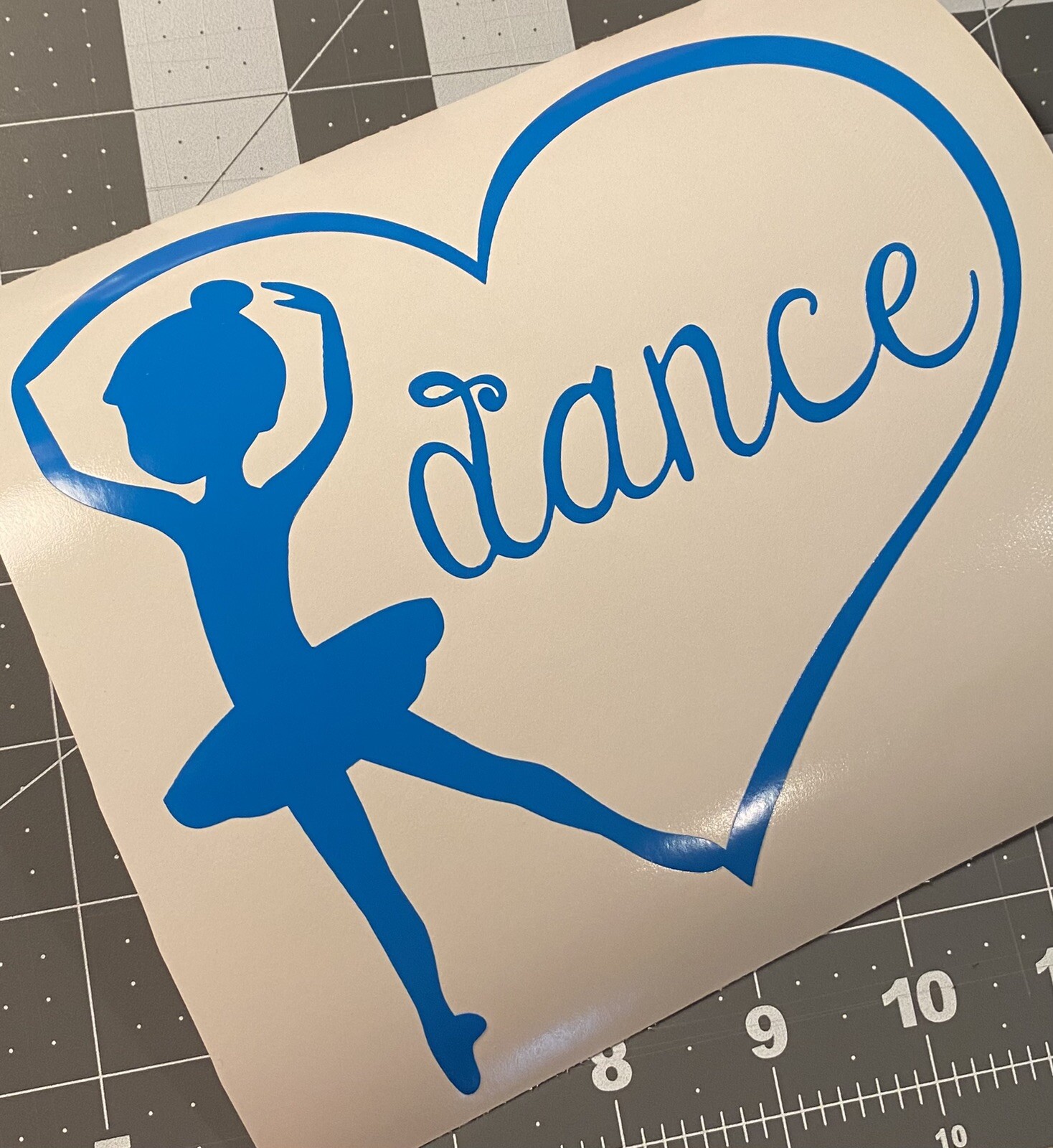 Vinyl Decal for Window – Dance, Child Dancer w/ Heart (May Customize w/ Name)