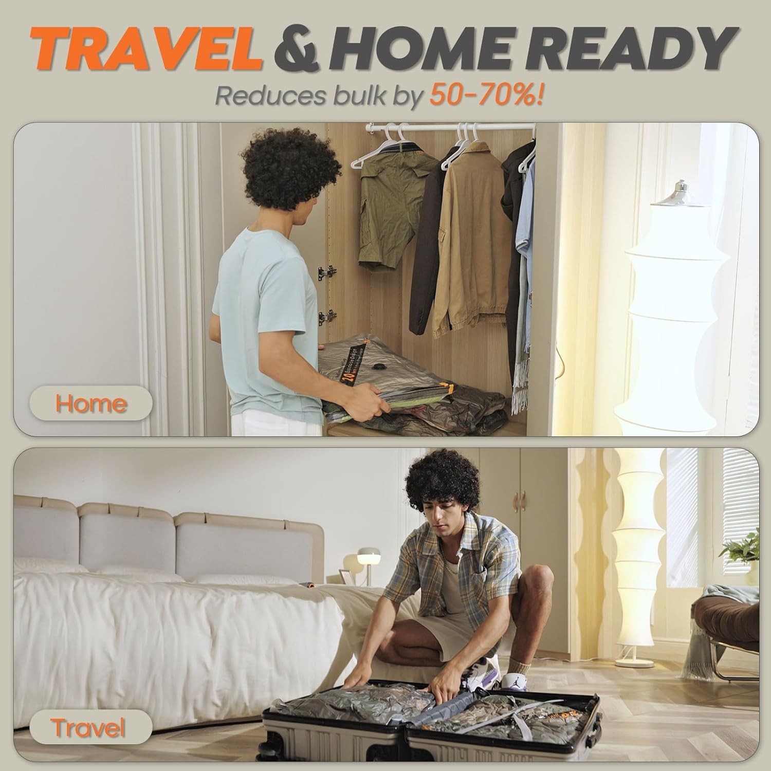 Rechargeable Wireless Pump Travel Storage Bags Set – 20 Pack Portable Space Save