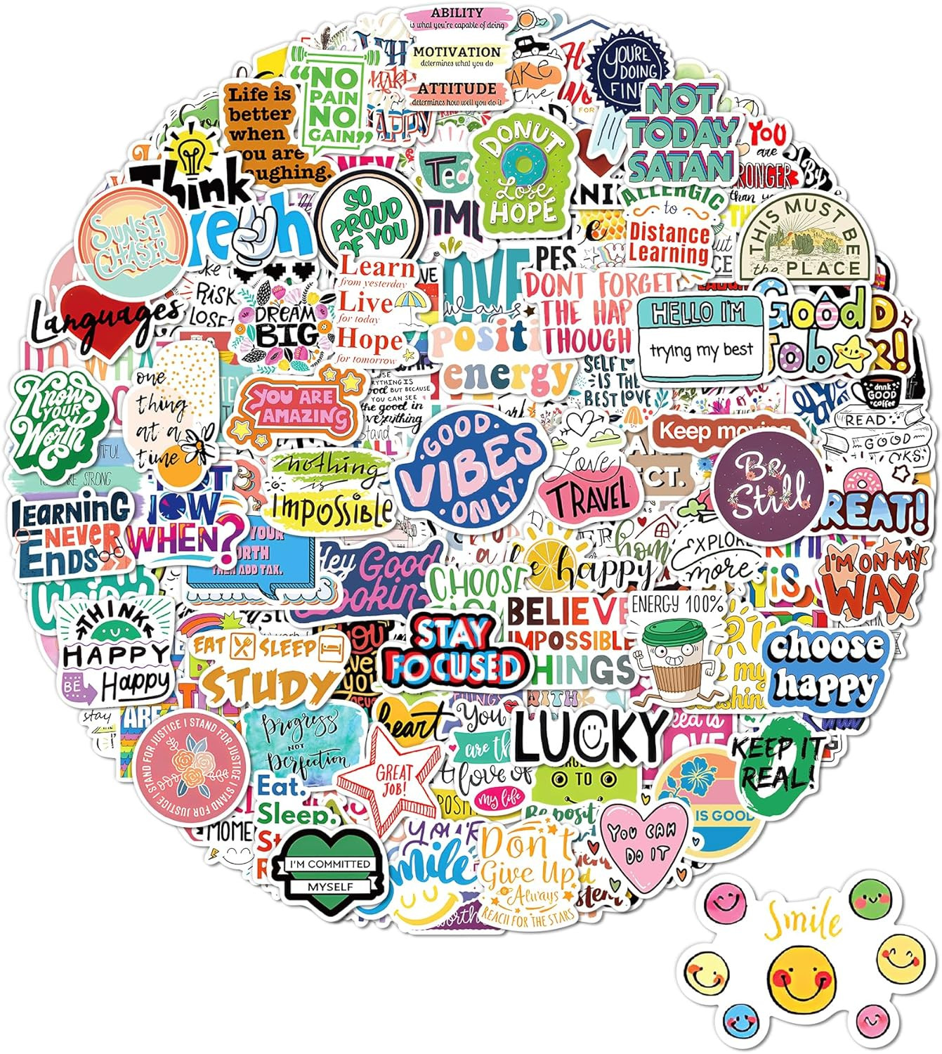 100 Pcs Cute Stickers for Kids, Water Bottle Stickers for Kids Waterproof, Vinyl