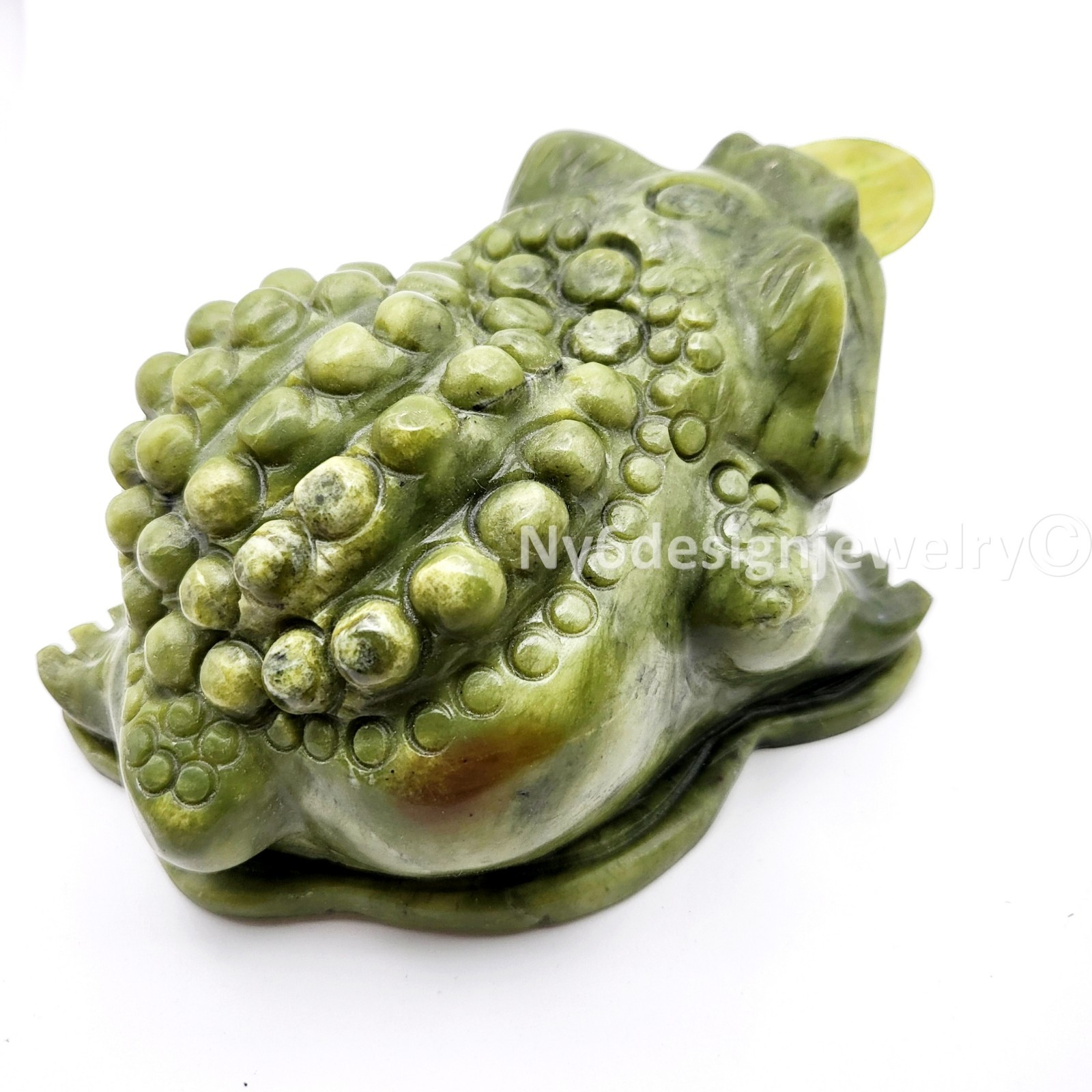 Feng Shui Money Frog Jade Statue – Three Legged Toad of Wealth, Lucky Money Frog