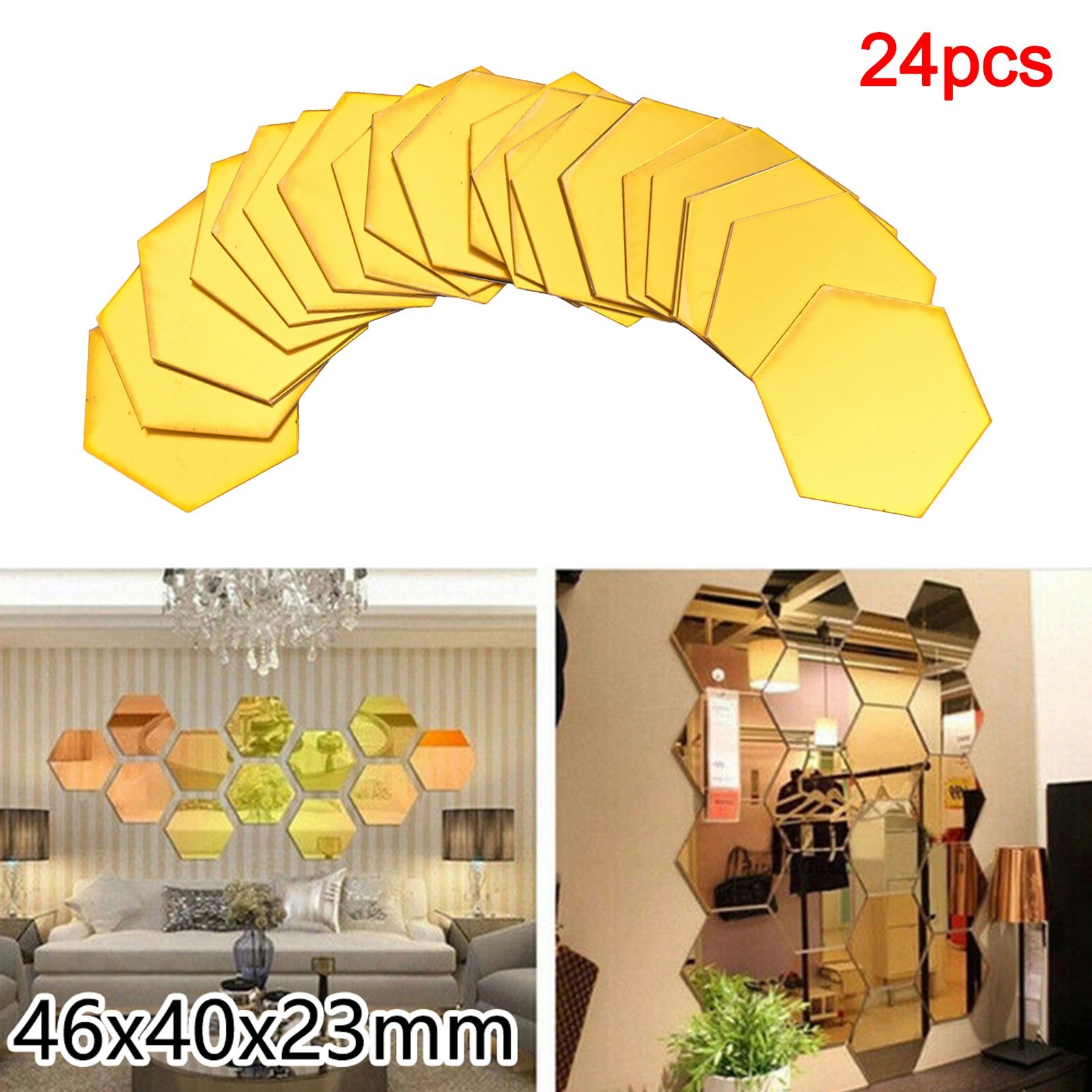 Decoration Mirror Wall Sticker Living room Bedroom 24Pcs Mirror Wall for TILE