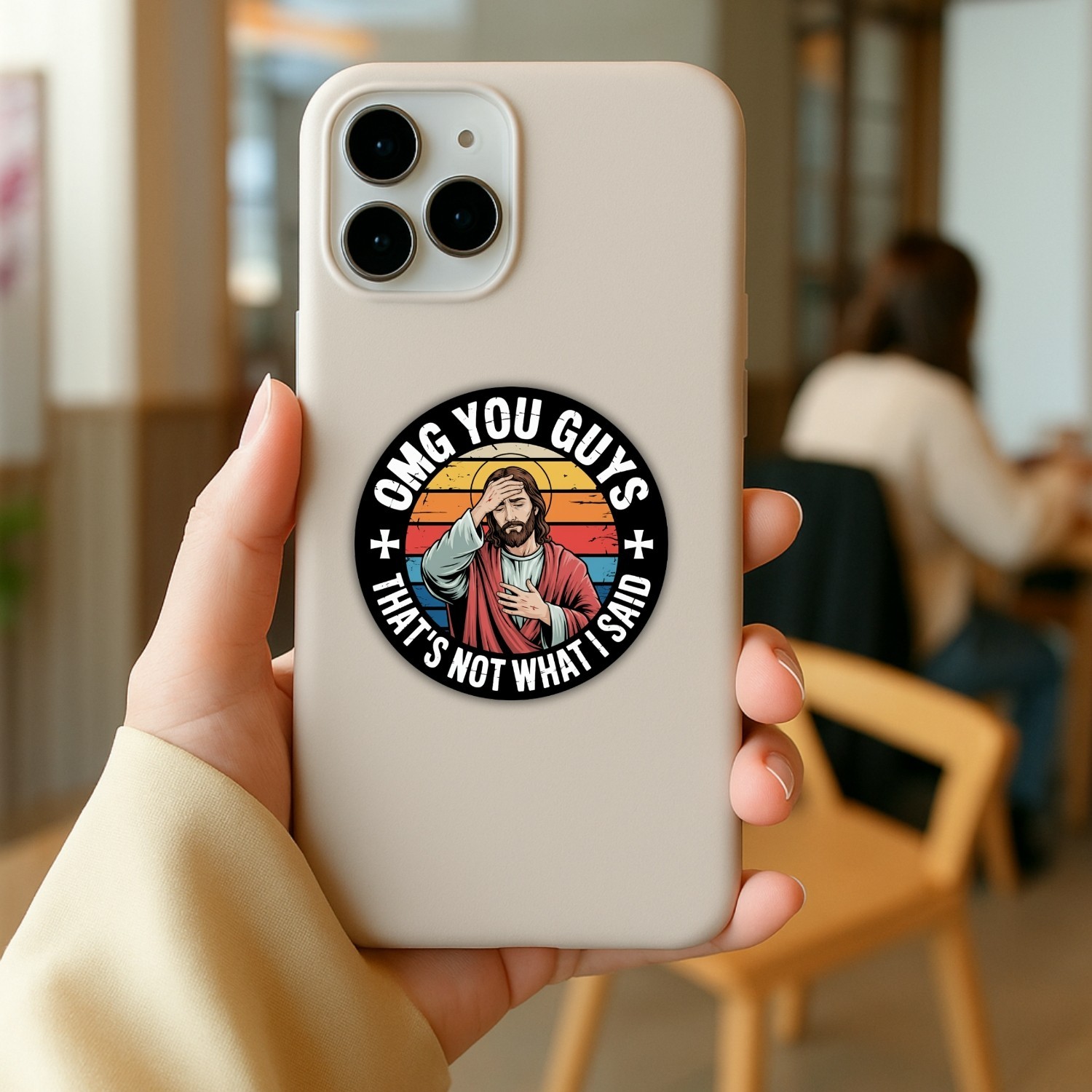 4PCS Funny Religious Meme Stickers Retro Color Vinyl Decal Gift Set