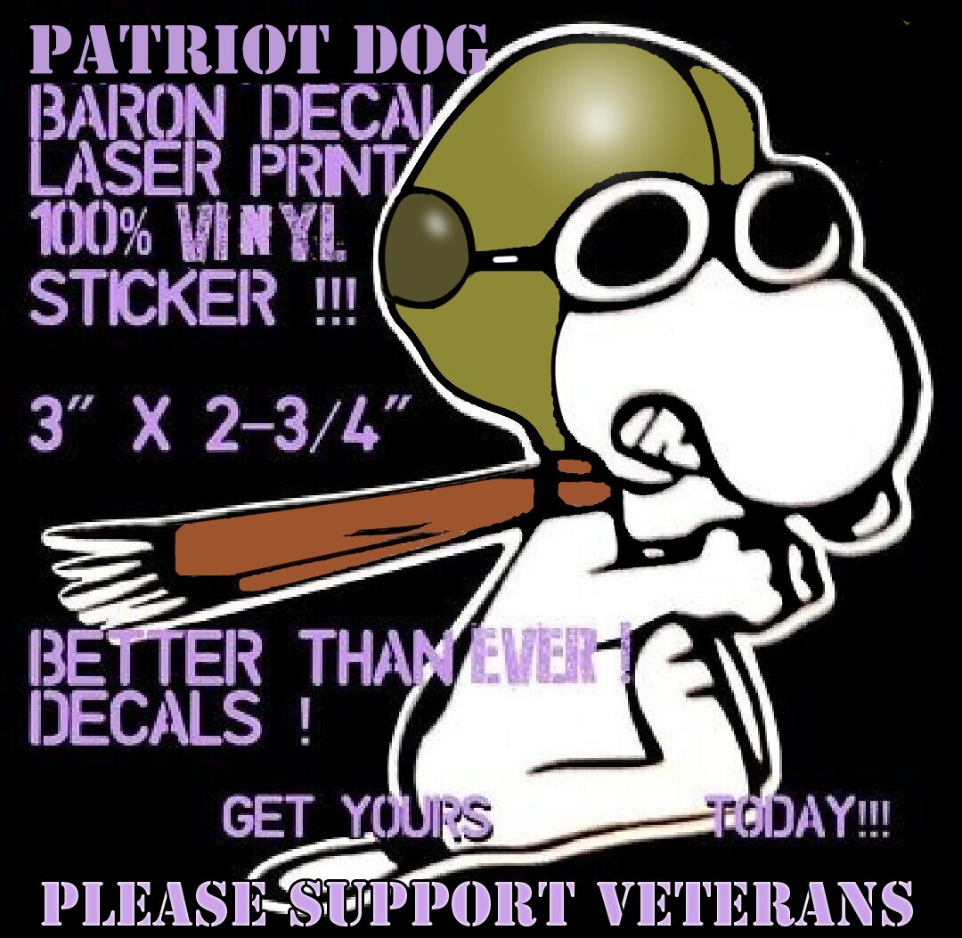 SNOOPY RED BARON STICKER VINYL FLYING FIGHTER PILOT ACE CAR WINDOWS DIECUT NEW !
