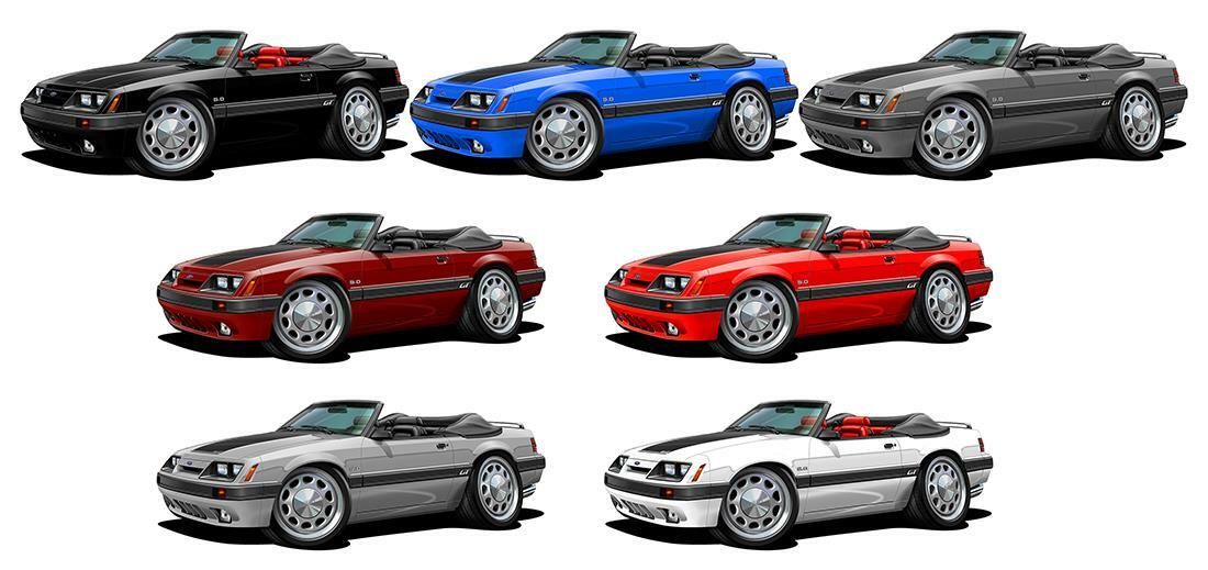 1985 1986 Ford Mustang GT 5.0 Convertible Garage Sign Wall Art Graphic Sticker