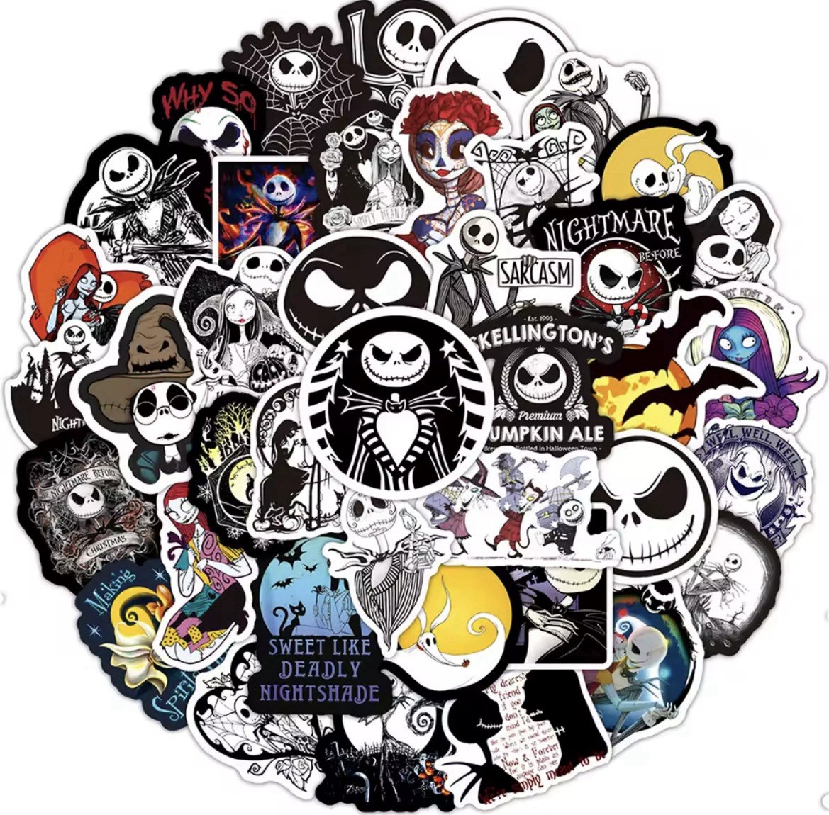 Nightmare Christmas Character Stickers 50pk Random Scary Christmas FREE SHIPPING