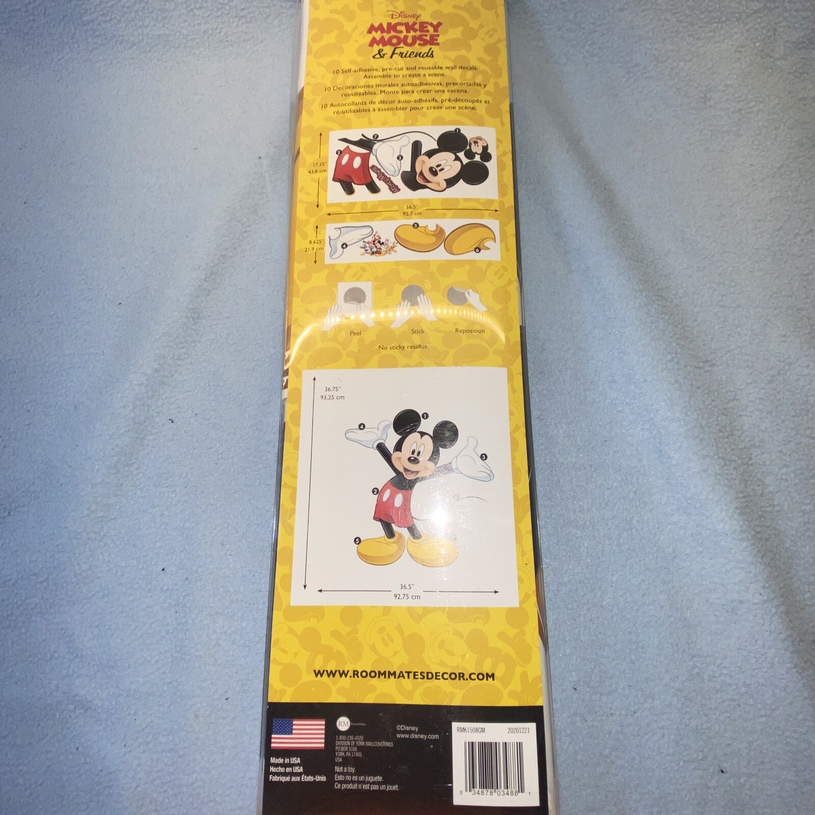Room Mates Mickey Mouse And Friends Peel And Stick Giant Mickey Wall Decal New