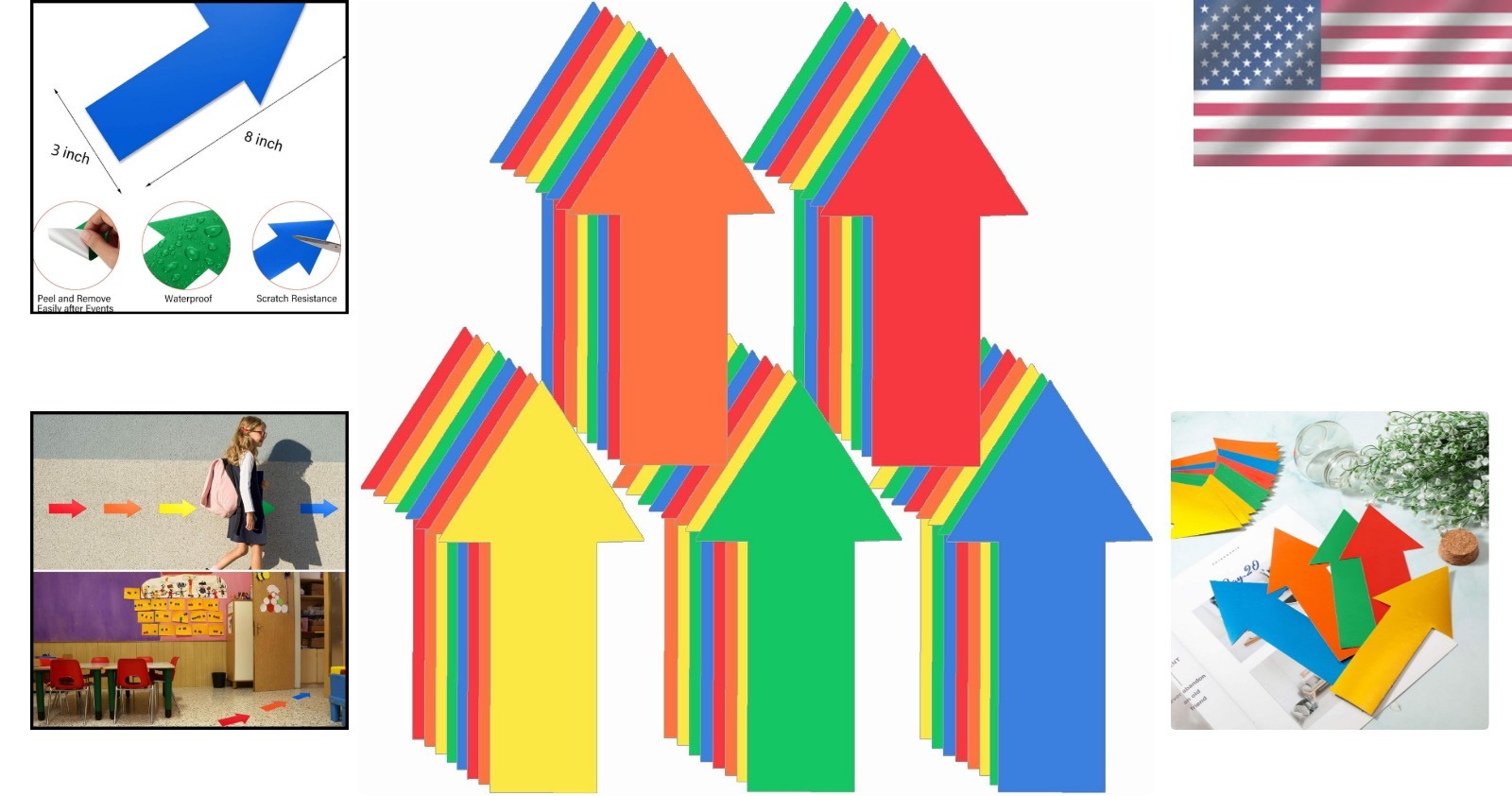 40 Colorful Directional Arrow Floor Decals – Waterproof & Removable Signage