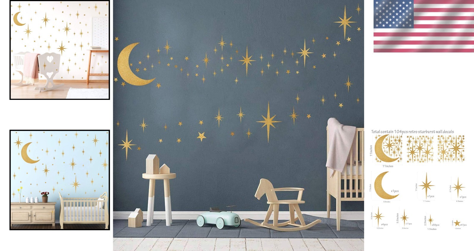 Celestial Retro Starburst Wall Decals – Perfect for Nursery and Bedroom Walls