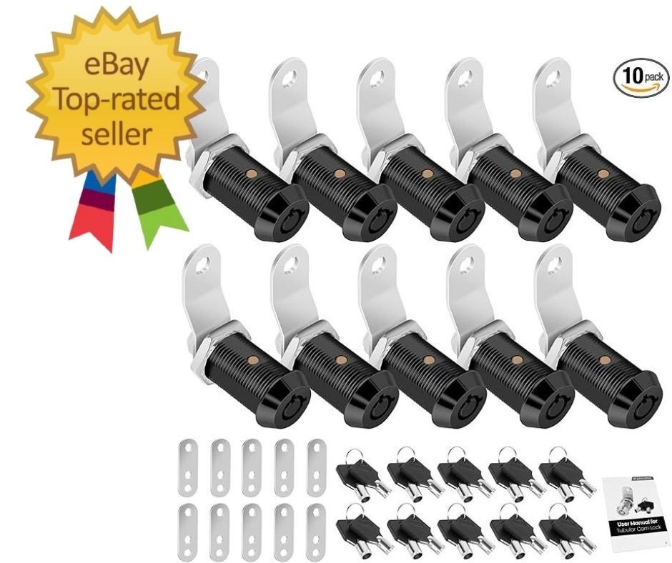 10 Pack Cabinet Lock with Keys, 1-1/8" RV Storage Lock Keyed Alike, RV Locks for