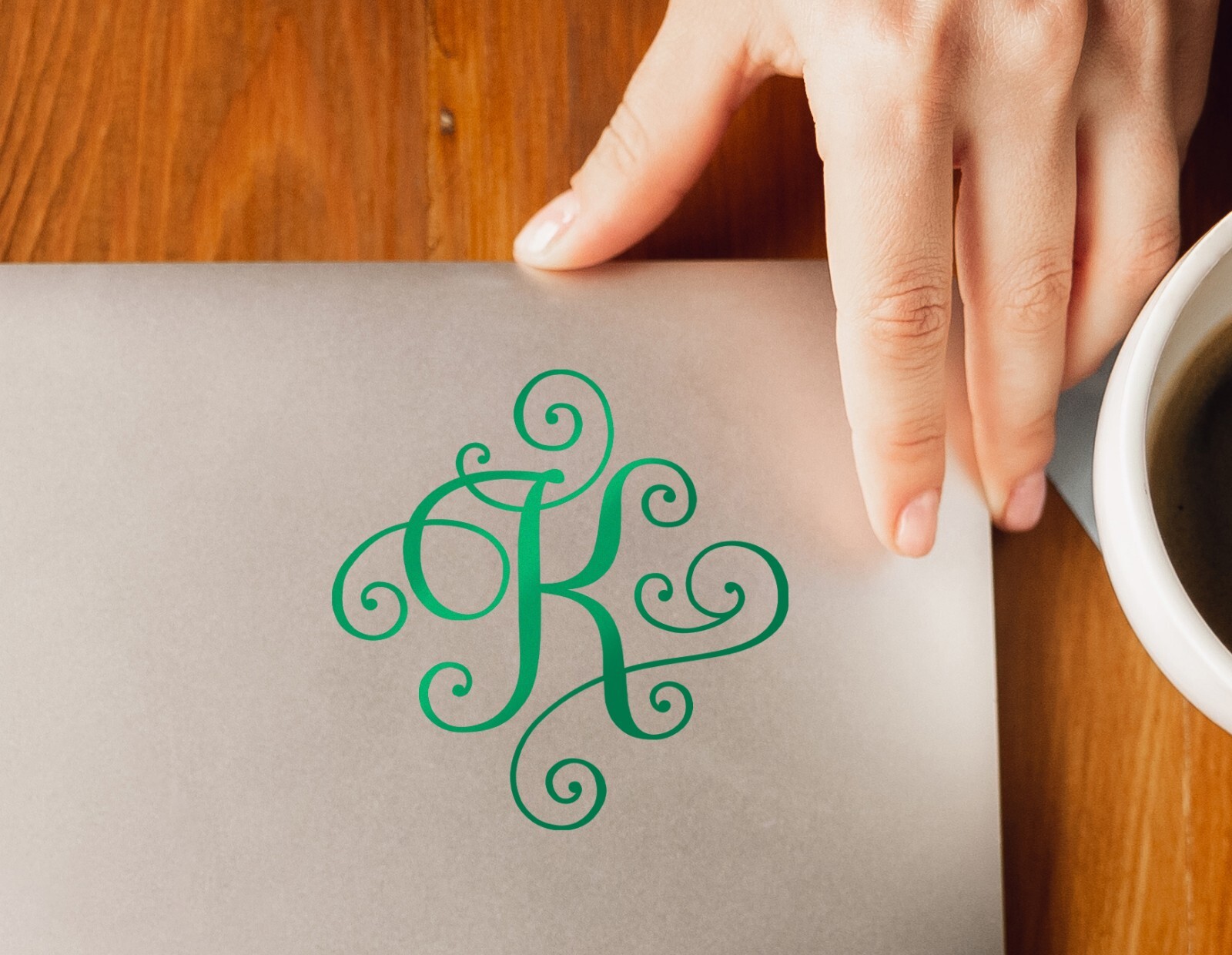 SCROLL MONOGRAM INITIAL Vinyl Decal Sticker – Decorative Letter Script Lettering