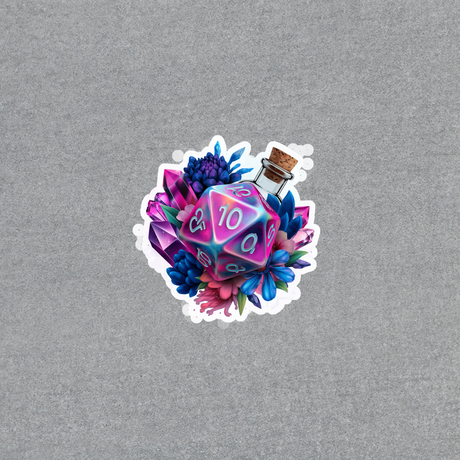 D20 Dice Floral Watercolor Sticker – DnD Tabletop Gaming Decal #4860